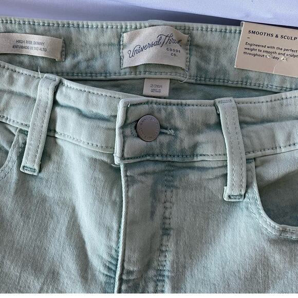Universal Thread High-Rise Skinny Jeans Mint Green Acid Wash Raw Hem SZ 2X28" - Picture 6 of 15